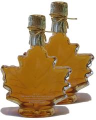 Two 250ml Maple Leaf Glass Bottles